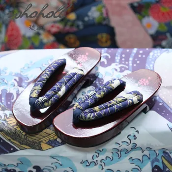 Drevené Geta Ženy Papuče Japonské Anime Coplay Topánky Flip Flops Hrubé Jediným Papuče Dreva Dreváky Sandále, Topánky
