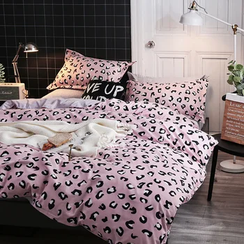 Ružová Leopard Tlač Home posteľná bielizeň Sady Perinu posteľná obliečka na Vankúš Plochý List Kráľ, Kráľovná Plný 4pcs