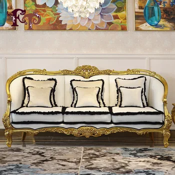 Európskom štýle palác villa gauč kombinácii masívneho dreva vyrezávané zlatej fólie gauč upscale klubovni hotel podporu nábytok