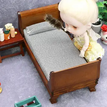1pcs 1:12 domček pre bábiky Miniatúrne Drevené jednolôžko Model Doll House Nábytok, Doplnky