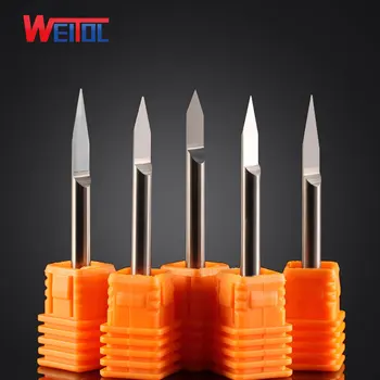 Weitol Kovové rycí nástroj 5A 1 ks/Veľa 4 mm Tvaru Ploché Karbidu PCB Gravírovanie Bitov CNC Router Nástroj 10 stupeň 0,1 mm