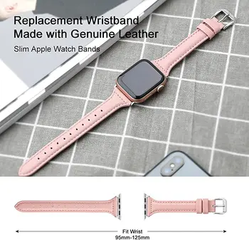 Slim Kožený remienok Pre Apple hodinky kapela 40 mm 44 mm 38 mm 42mm 40 44 mm Originálny Kožený náramok iwatch serie 7 6 5 4 3 se popruh